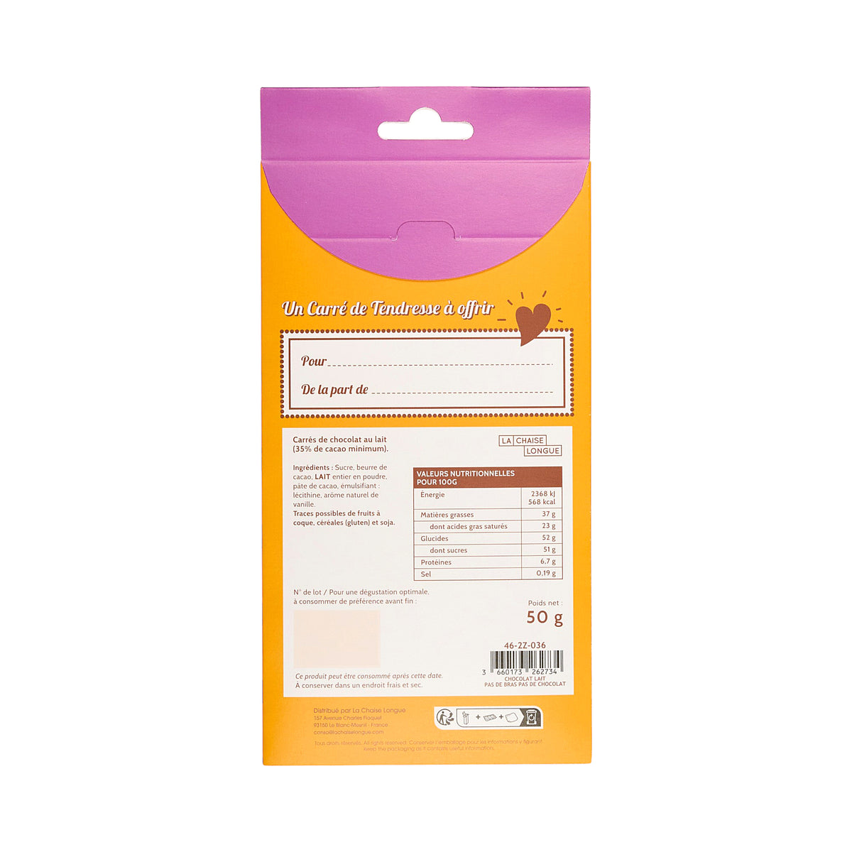 CARRES DE CHOCOLAT LAIT PAS DE BRAS PAS DE CHOCOLAT