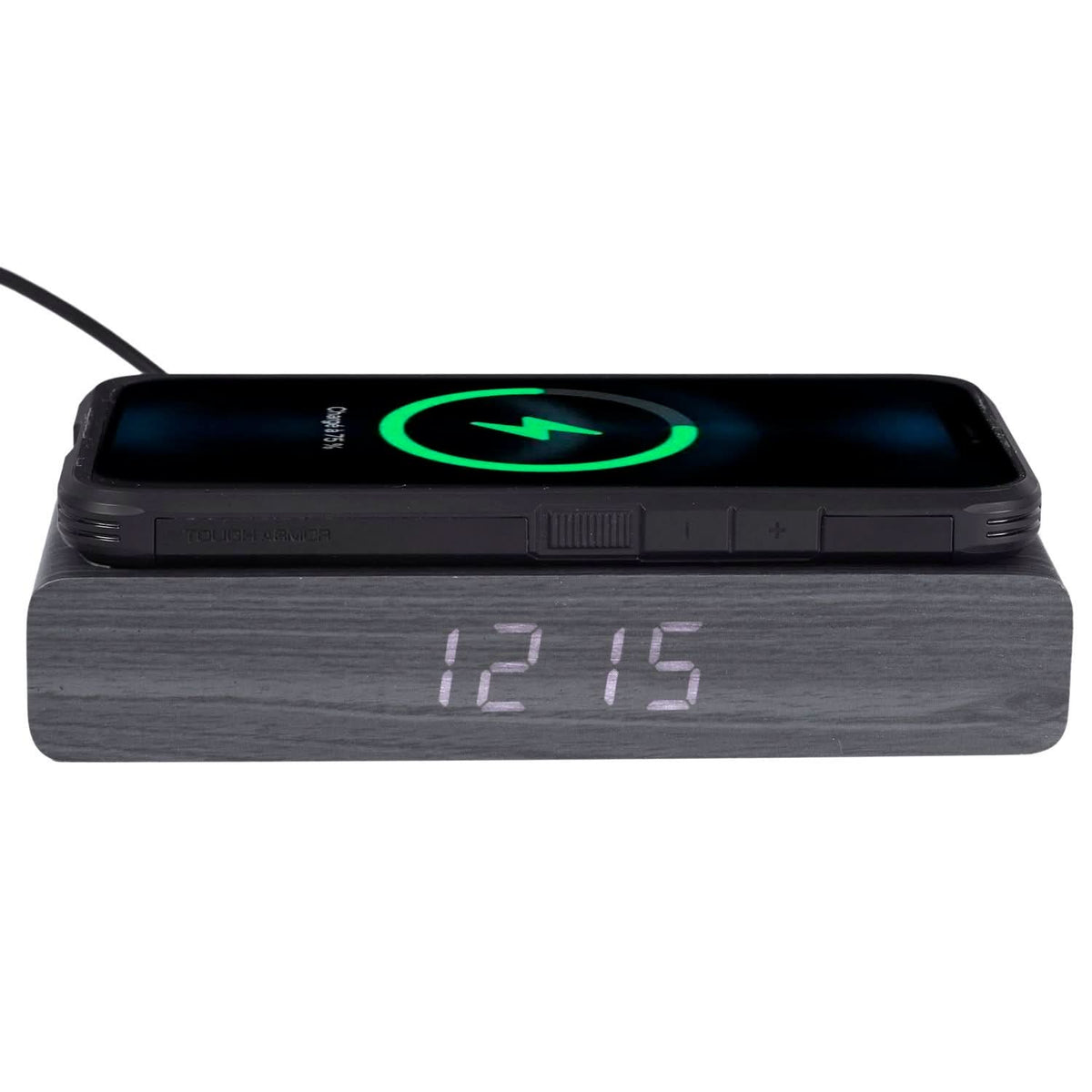 REVEIL CHARGEUR BOIS NOIR