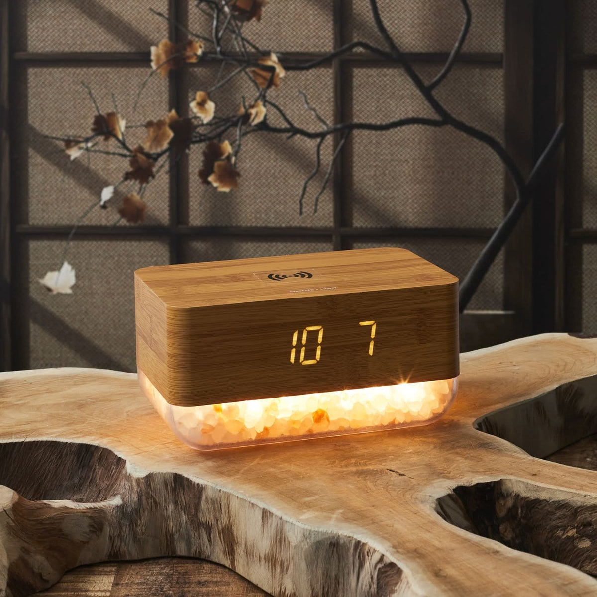 REVEIL CHARGEUR AVEC CRISTAUX DE SEL ROSE