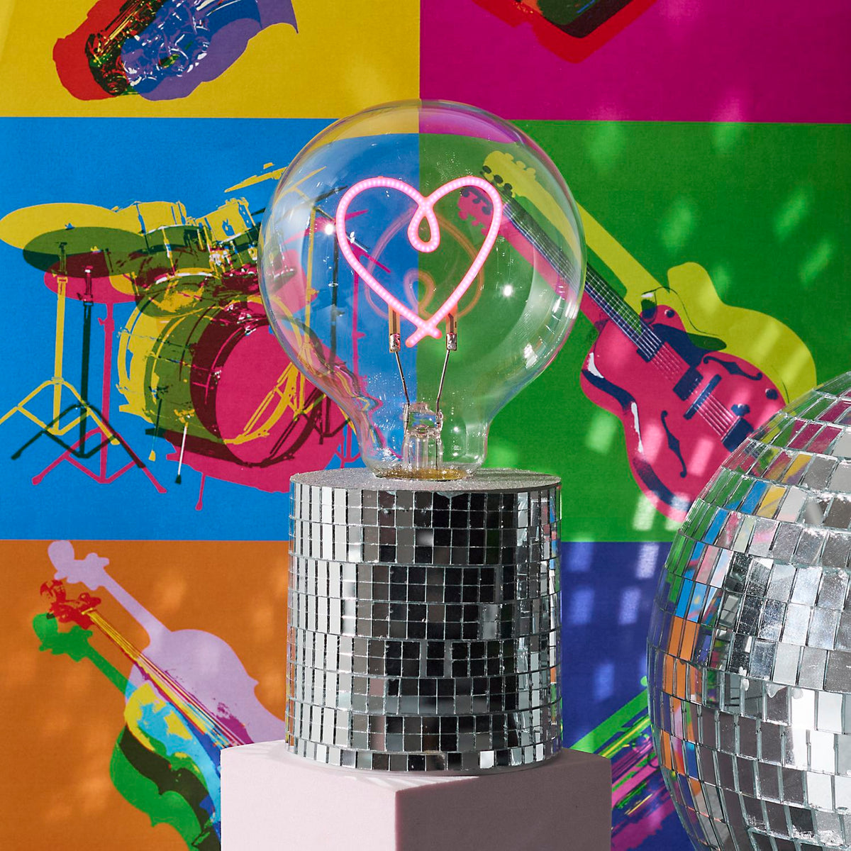 LAMPE AMPOULE DISCO COEUR