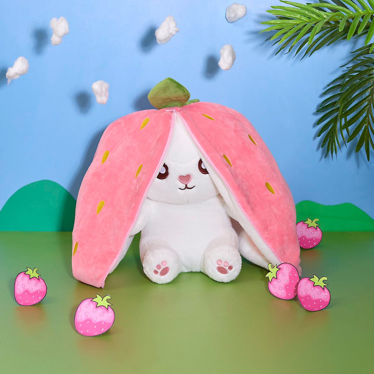 PELUCHE LAPIN SURPRISE FRAISE