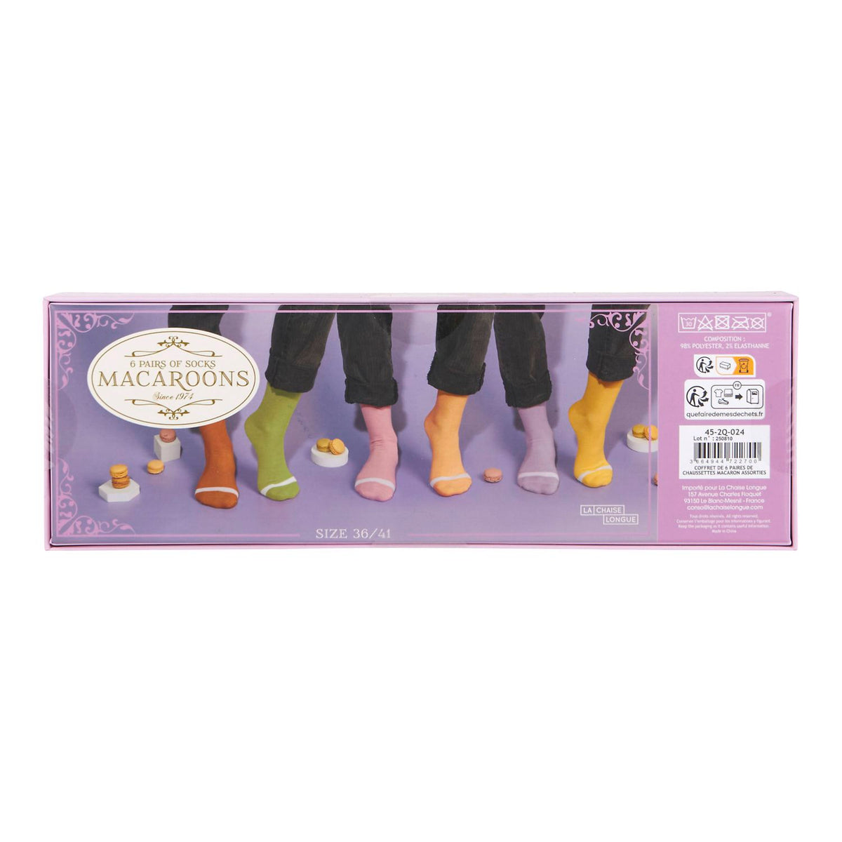 COFFRET DE 6 PAIRES DE CHAUSSETTES MACARON