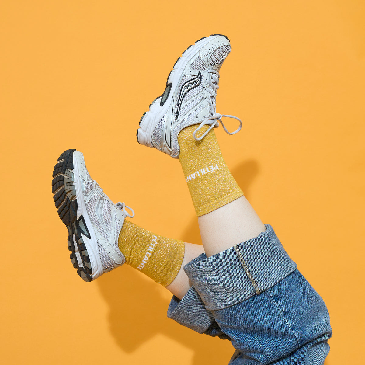 CHAUSSETTES PAILLETTES JAUNES PETILLANTE