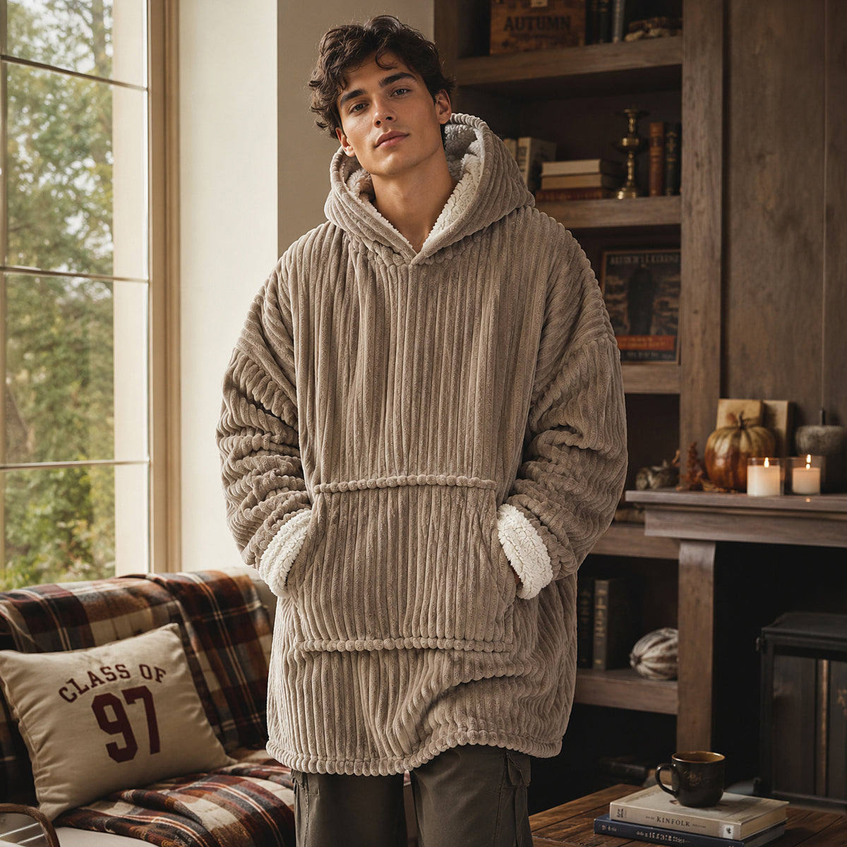 SWEAT XXL COCOON COTELE A CAPUCHE GRIS CLAIR