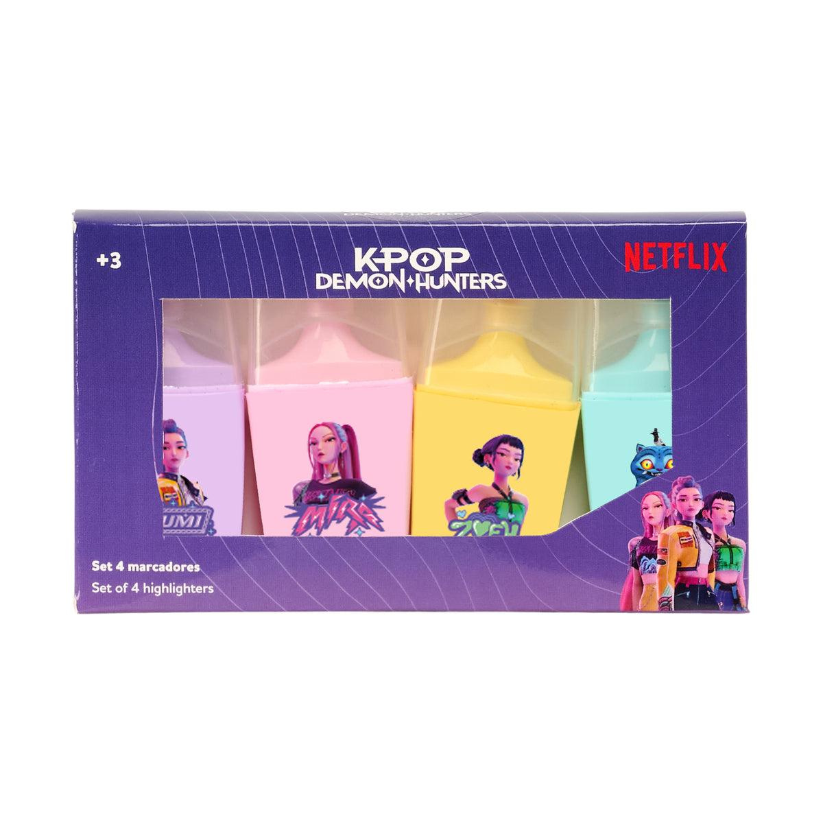 COFFRET DE 4 SURLIGNEURS KPOP DEMON HUNTERS