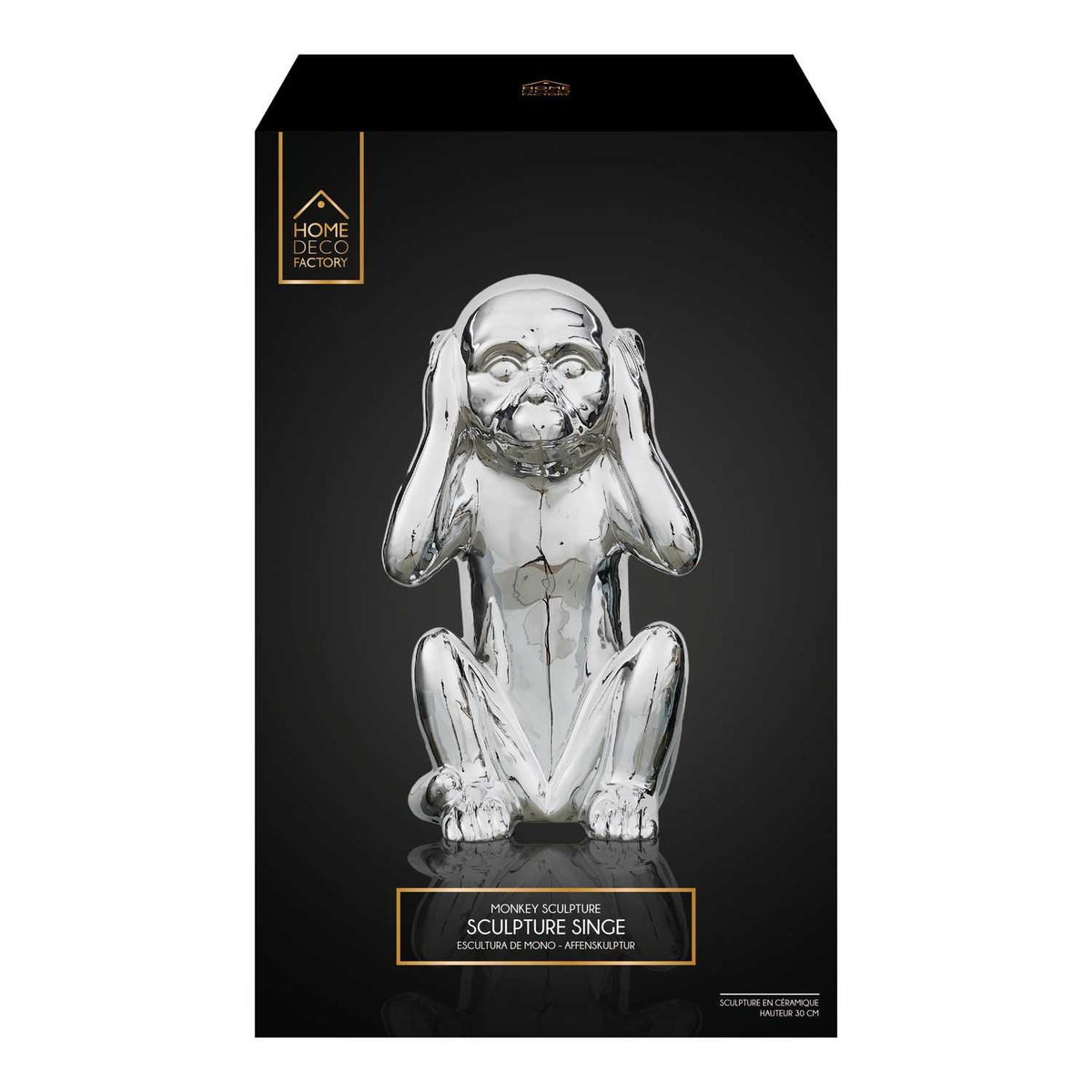 STATUE SINGE ARGENTE H28CM