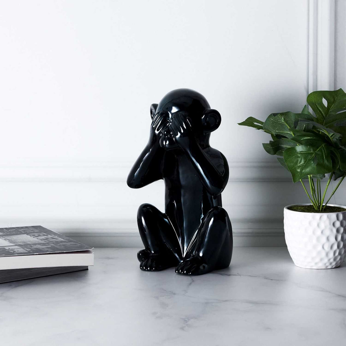STATUE SINGE NOIR H28CM