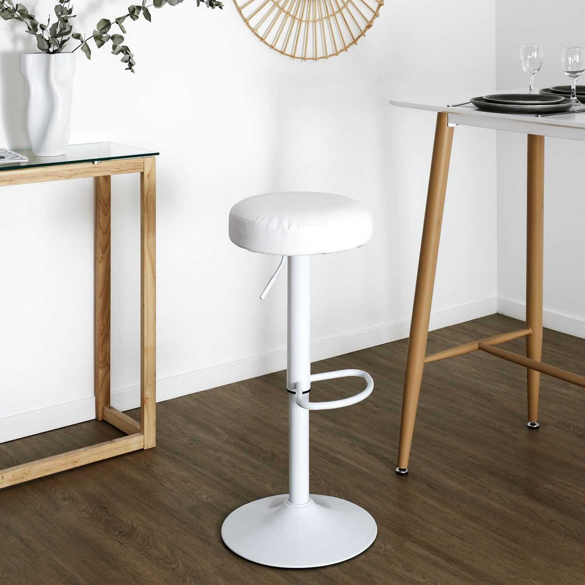 TABOURET DE BAR REGLABLE MUMFORD BLANC - LOT DE 2