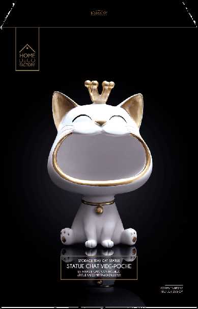 STATUE CHAT BLANC VIDE POCHE