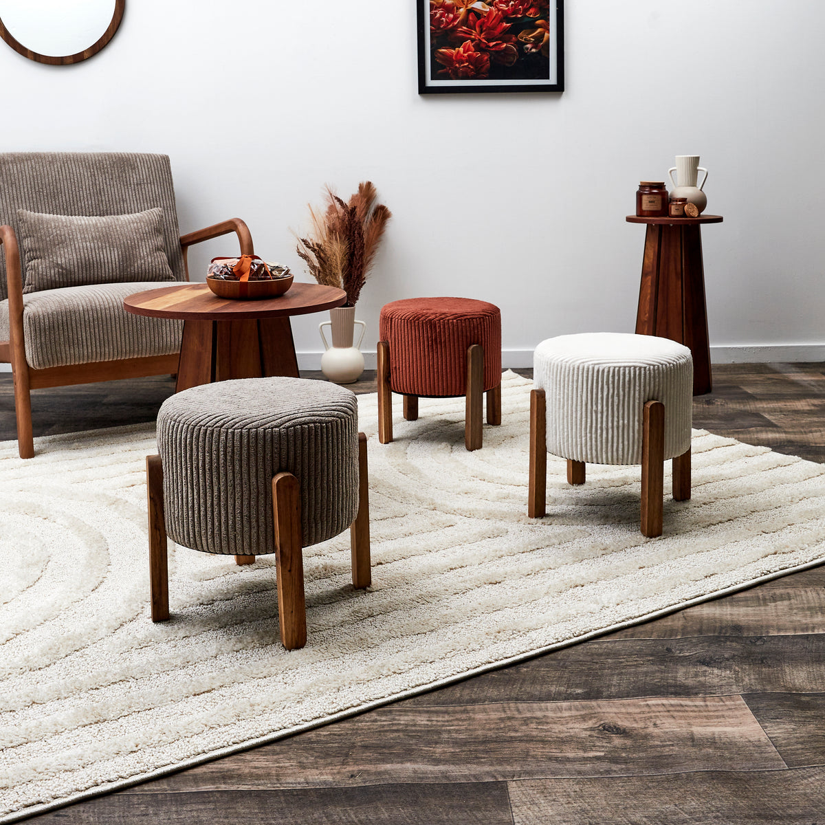 TABOURET COTELE SCOTT TAUPE - LOT DE 2