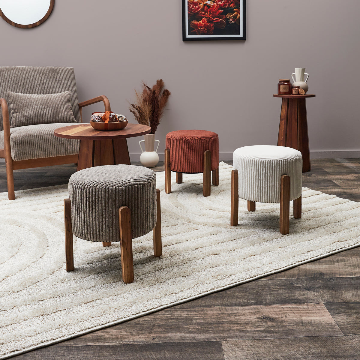 TABOURET COTELE SCOTT BEIGE - LOT DE 2