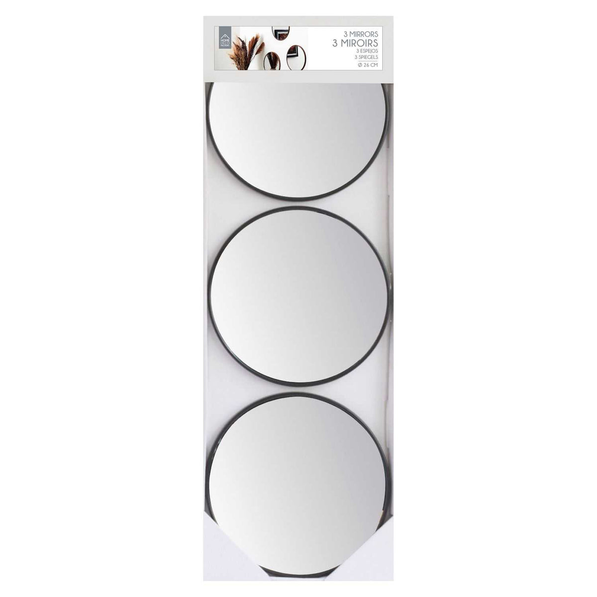 MIROIR TORONTO IMITATION BOIS D26CM - LOT DE 3