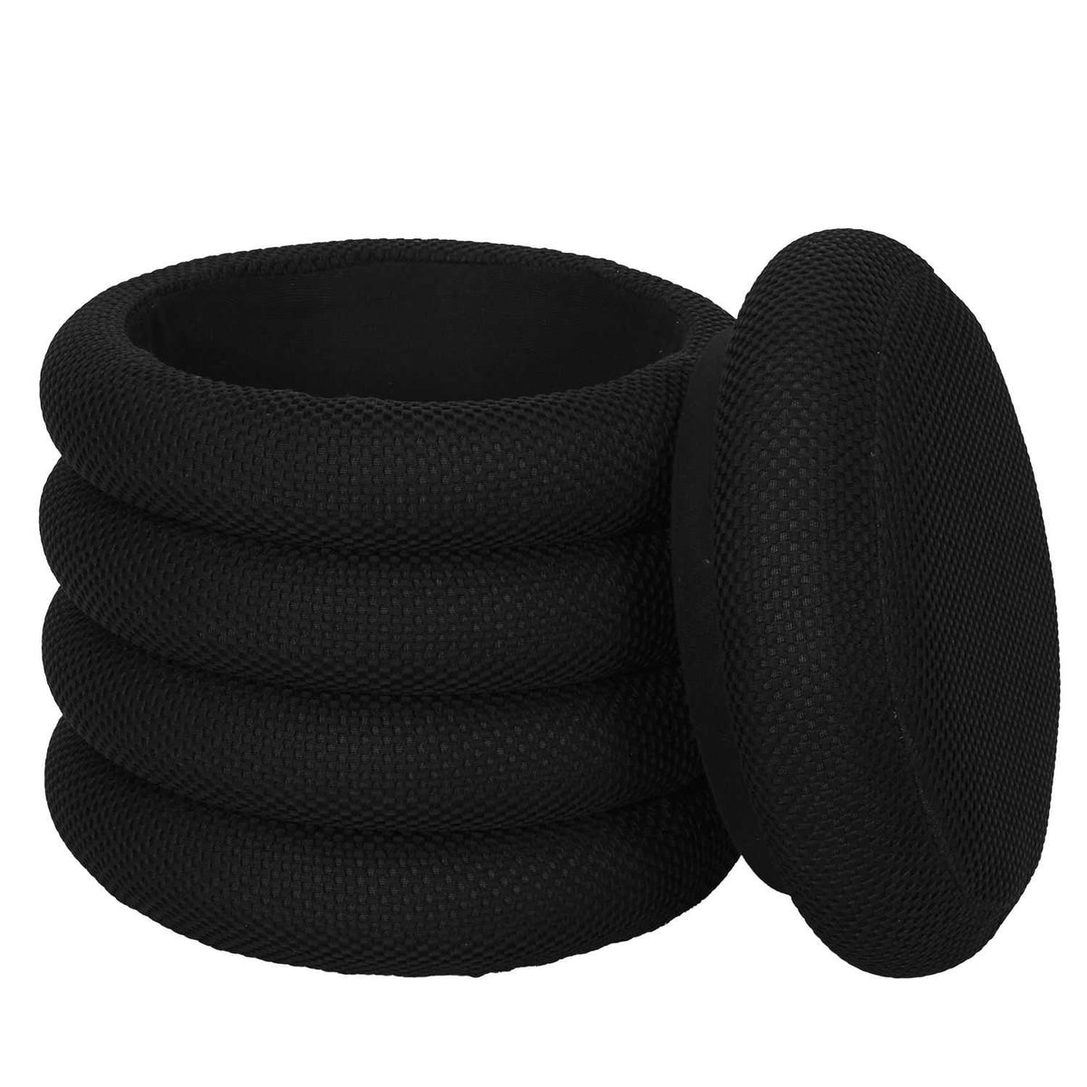 POUF RANGEMENT ATOME NOIR