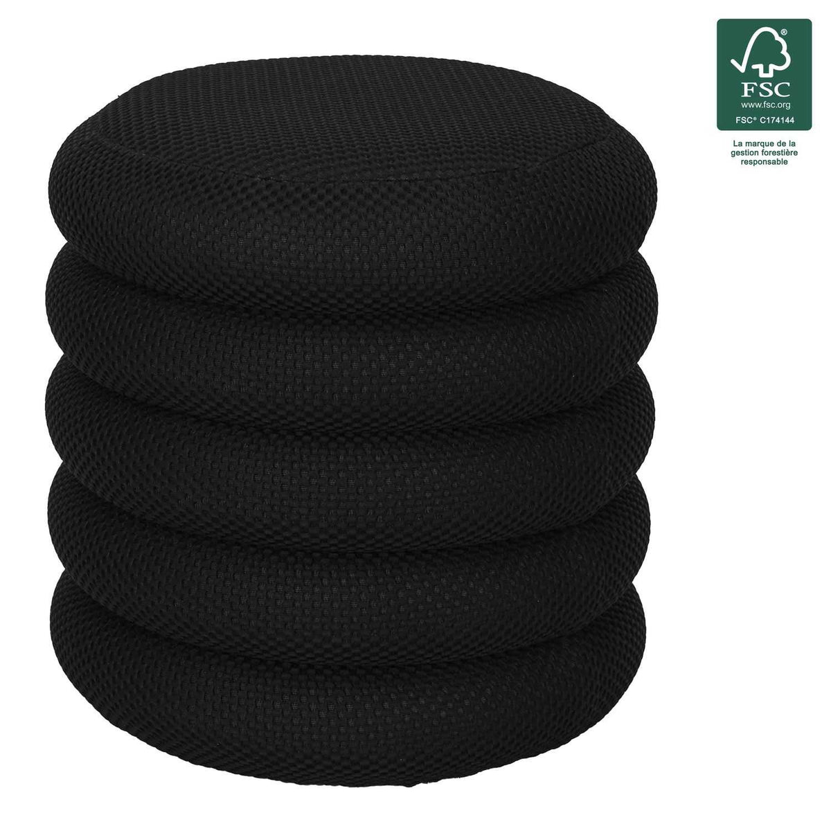 POUF RANGEMENT ATOME NOIR