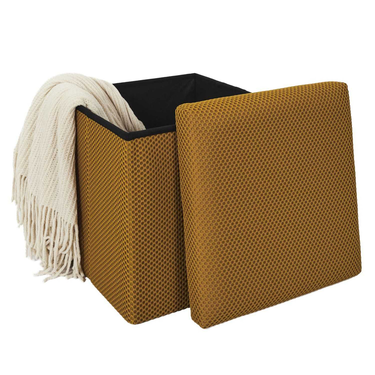COFFRE POUF PLIABLE ATOME JAUNE