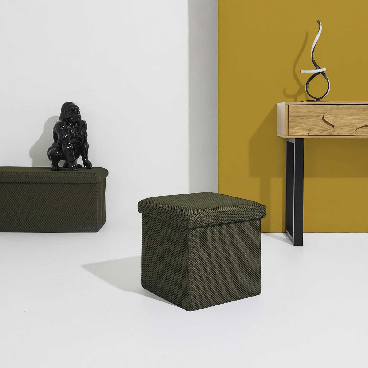COFFRE POUF PLIABLE ATOME KAKI