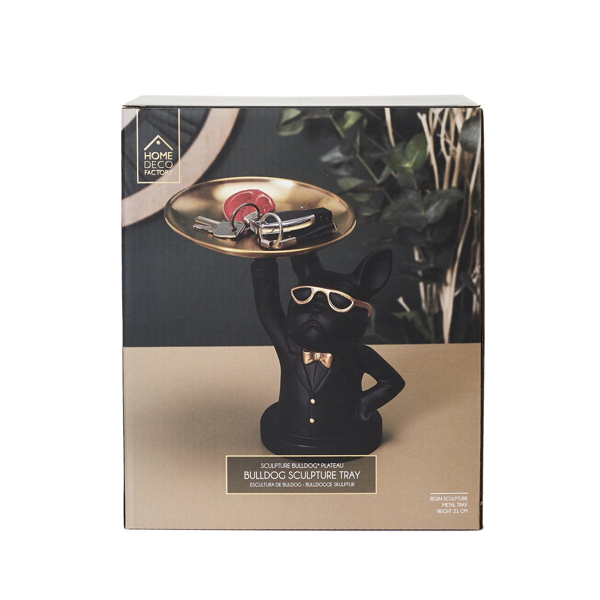 SCULPTURE DECO BULLDOG NOIR VIDE POCHE 23CM