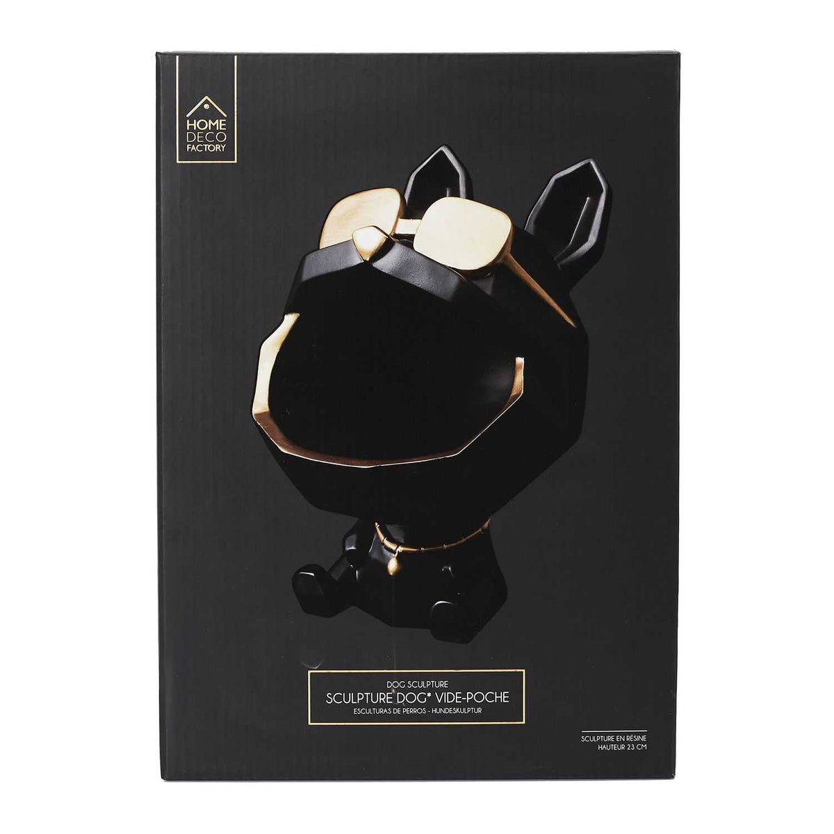 SCULPTURE CHIEN A LUNETTES NOIR VIDE POCHE