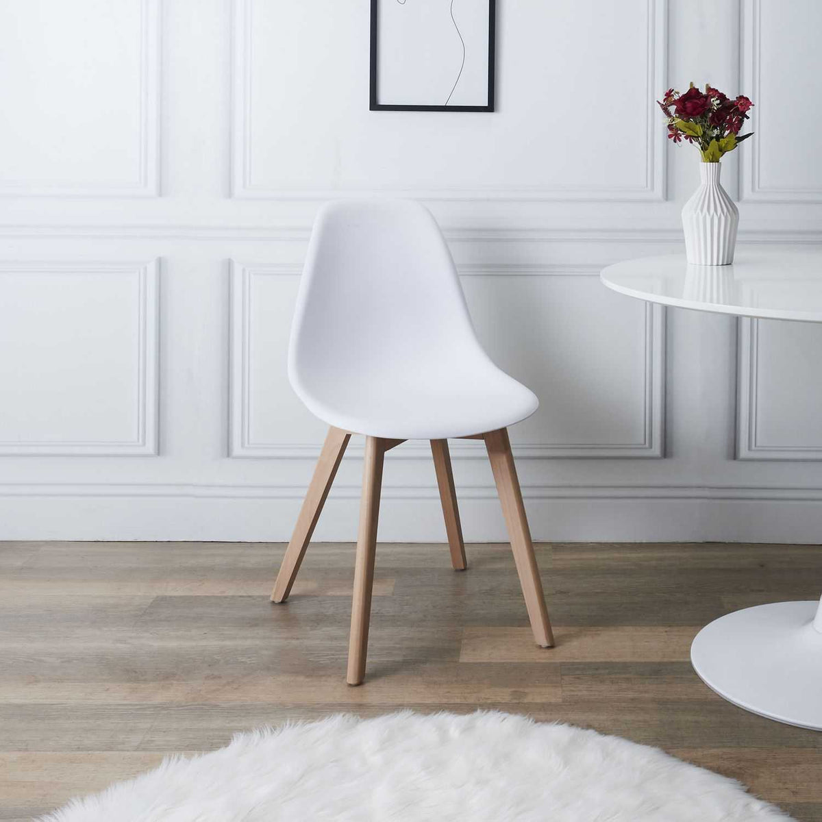 CHAISE SCANDINAVE COQUE PP BLANCHE