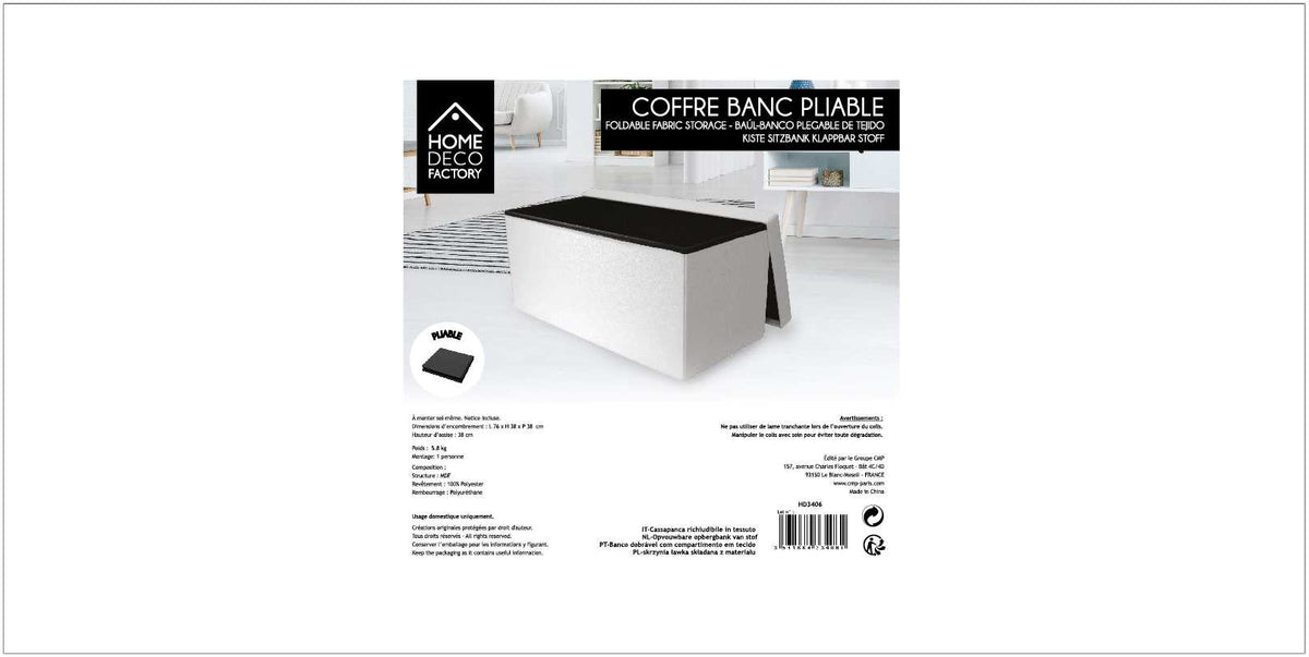 COFFRE BANC PLIABLE PU BLANC