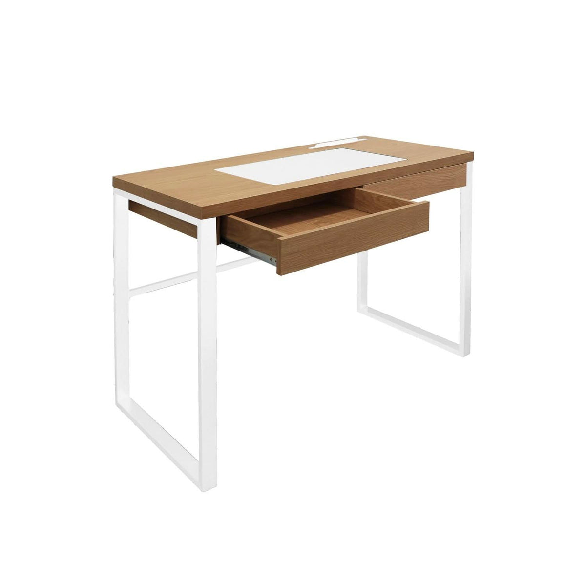 BUREAU EN BOIS ET METAL BLANC
