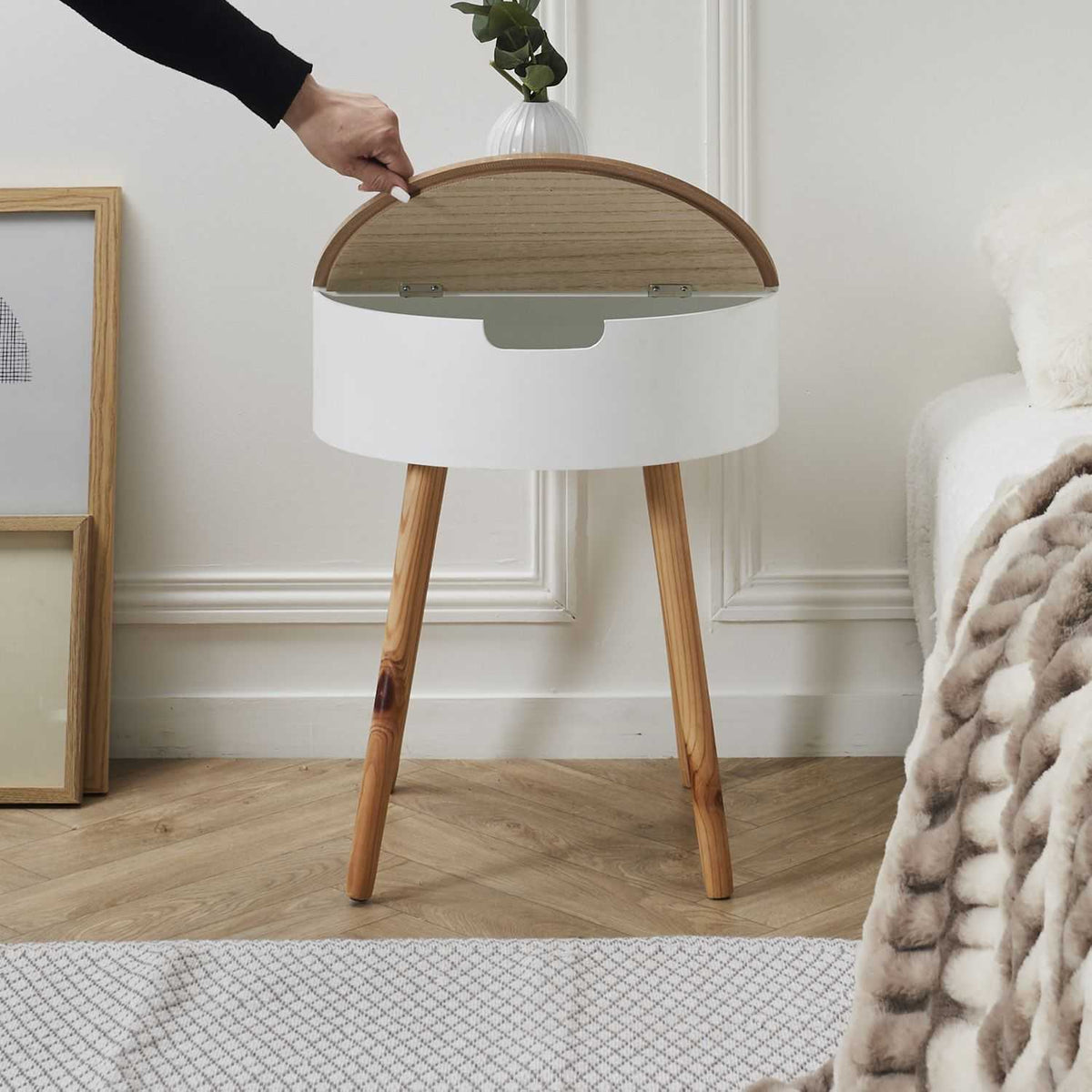 TABLE COFFRE BLANC BOIS