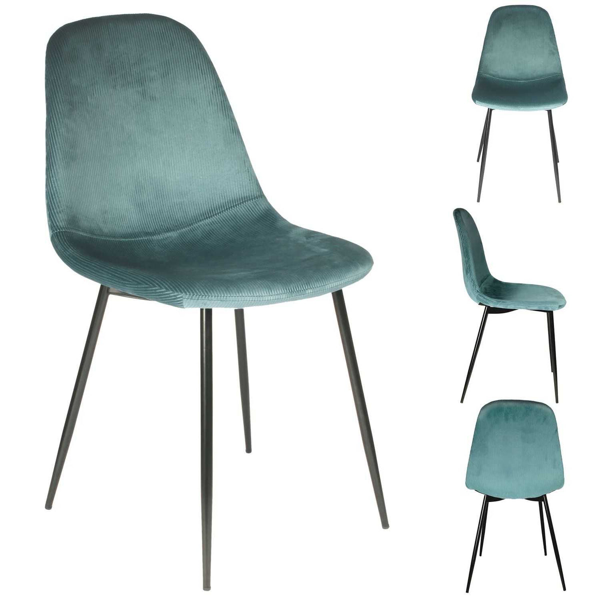 CHAISE VELOURS COTELE GIULIA BLEU CANARD