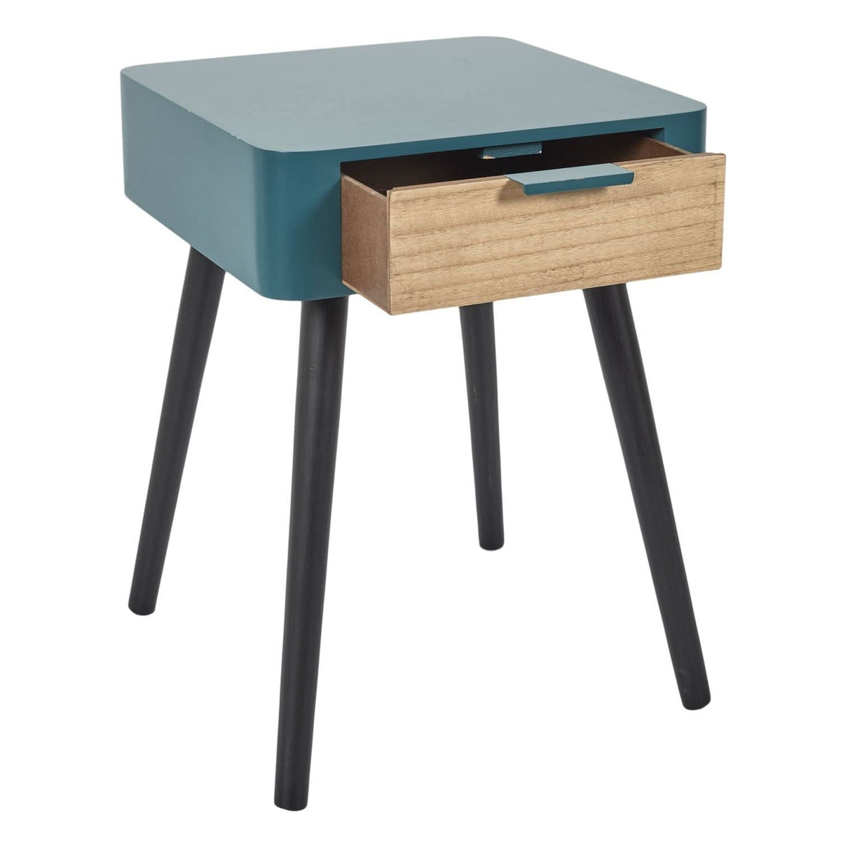 CHEVET 1 TIROIR EN BOIS BLEU CANARD