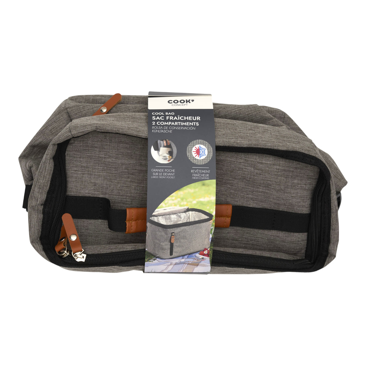 LUNCH BAG FRAICHEUR GRIS ZIPPE 10L