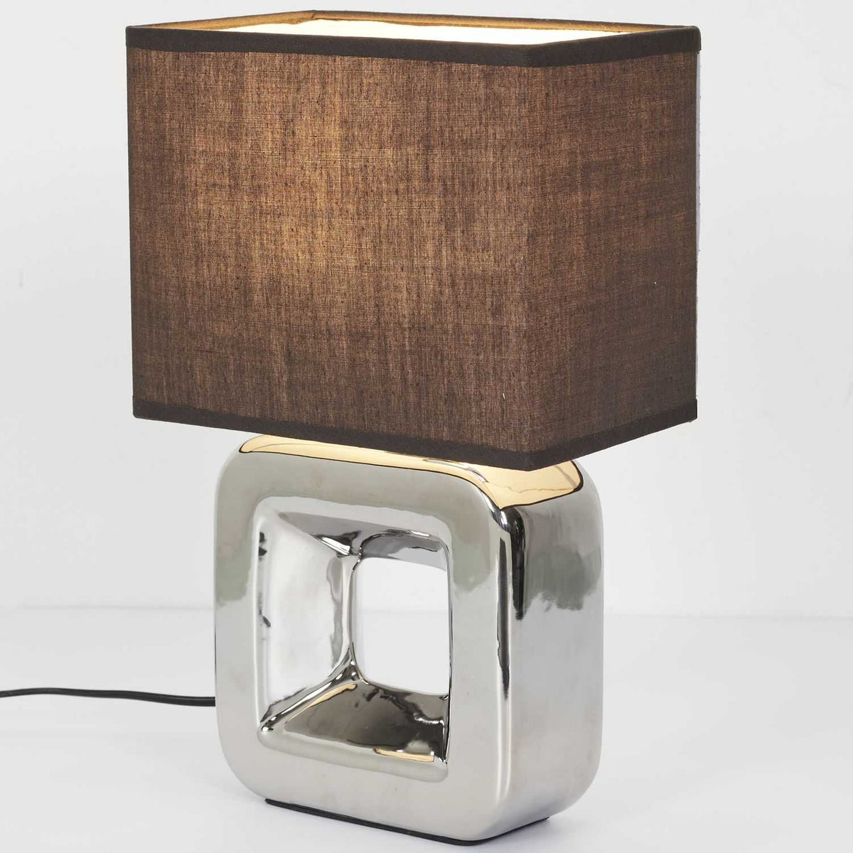 LAMPE CERAMIQUE FINITION CHROMEE H32.5CM