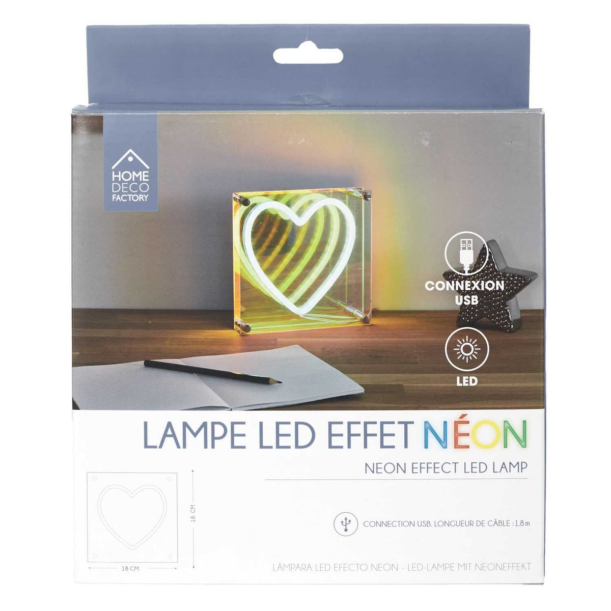LAMPE ACRYLIQUE LED EFFET NEON COEUR