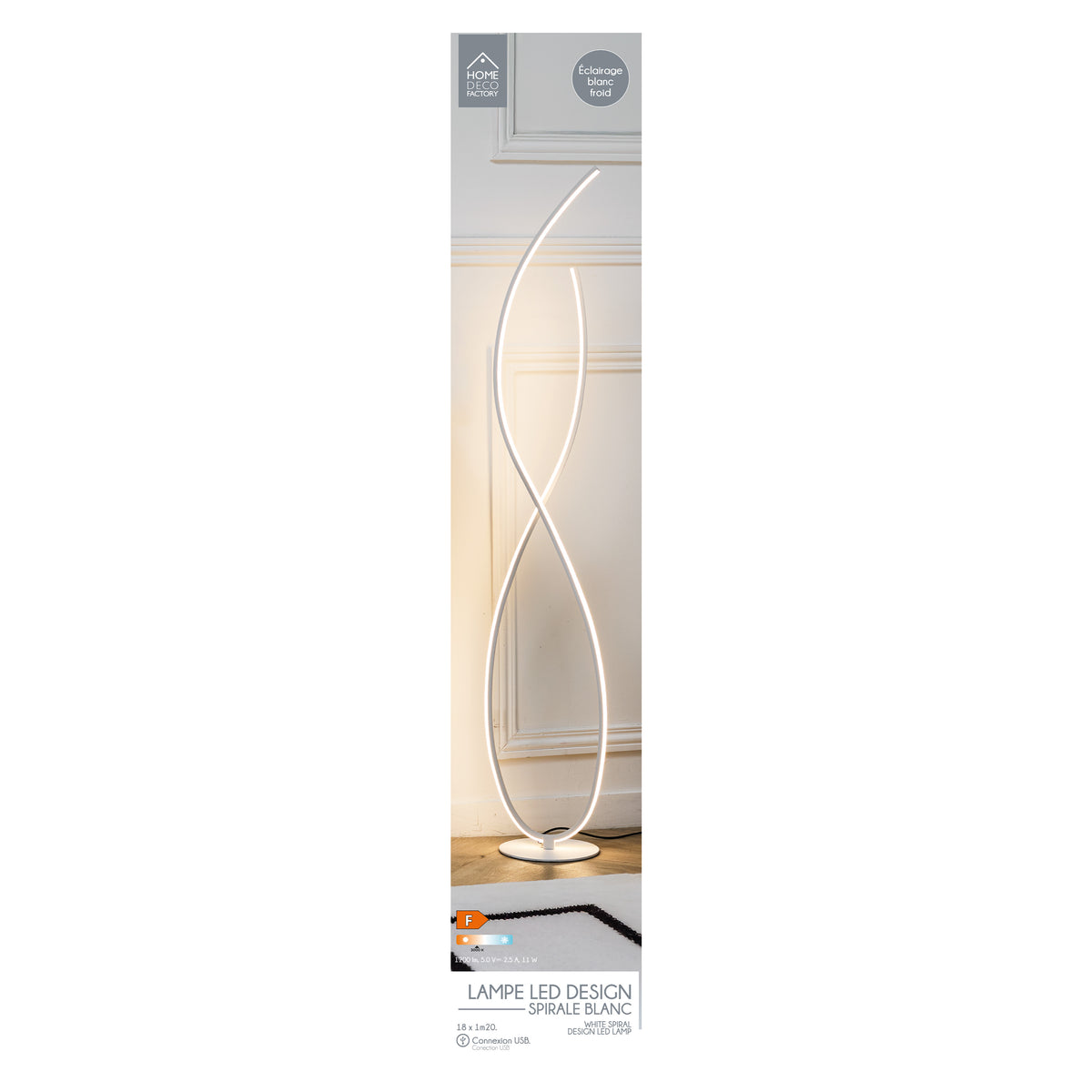 LAMPE DESIGN SPIRALE BLANC FROID