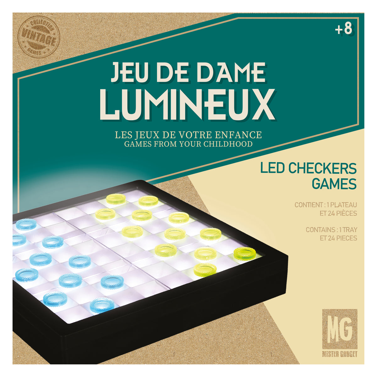 JEU DE DAMES TRANSPARENT LED