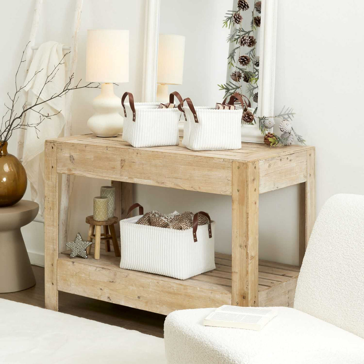 PANIER RANGEMENT BLANC - LOT DE 3