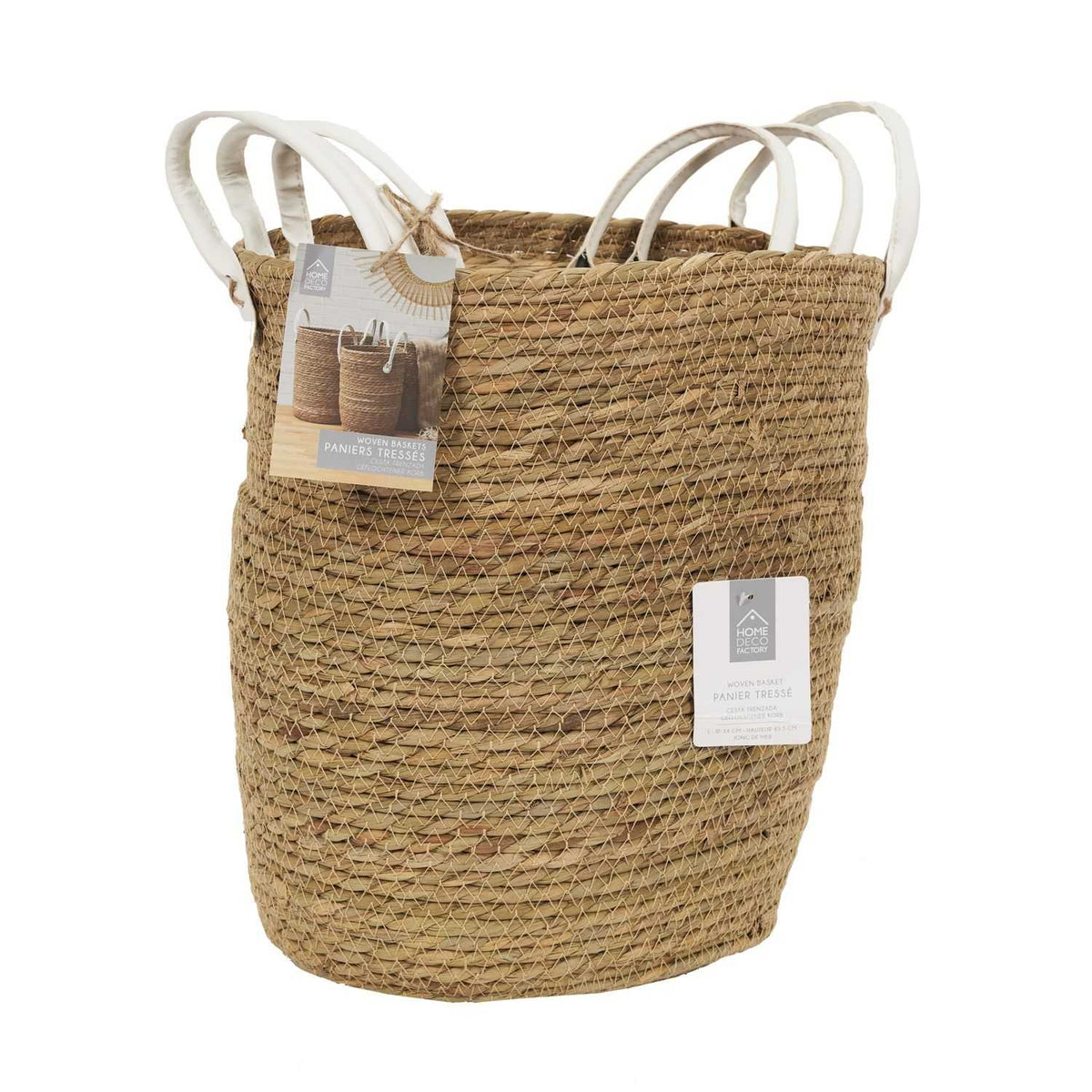 PANIER TRESSE ANSES SIMILI - LOT DE 3