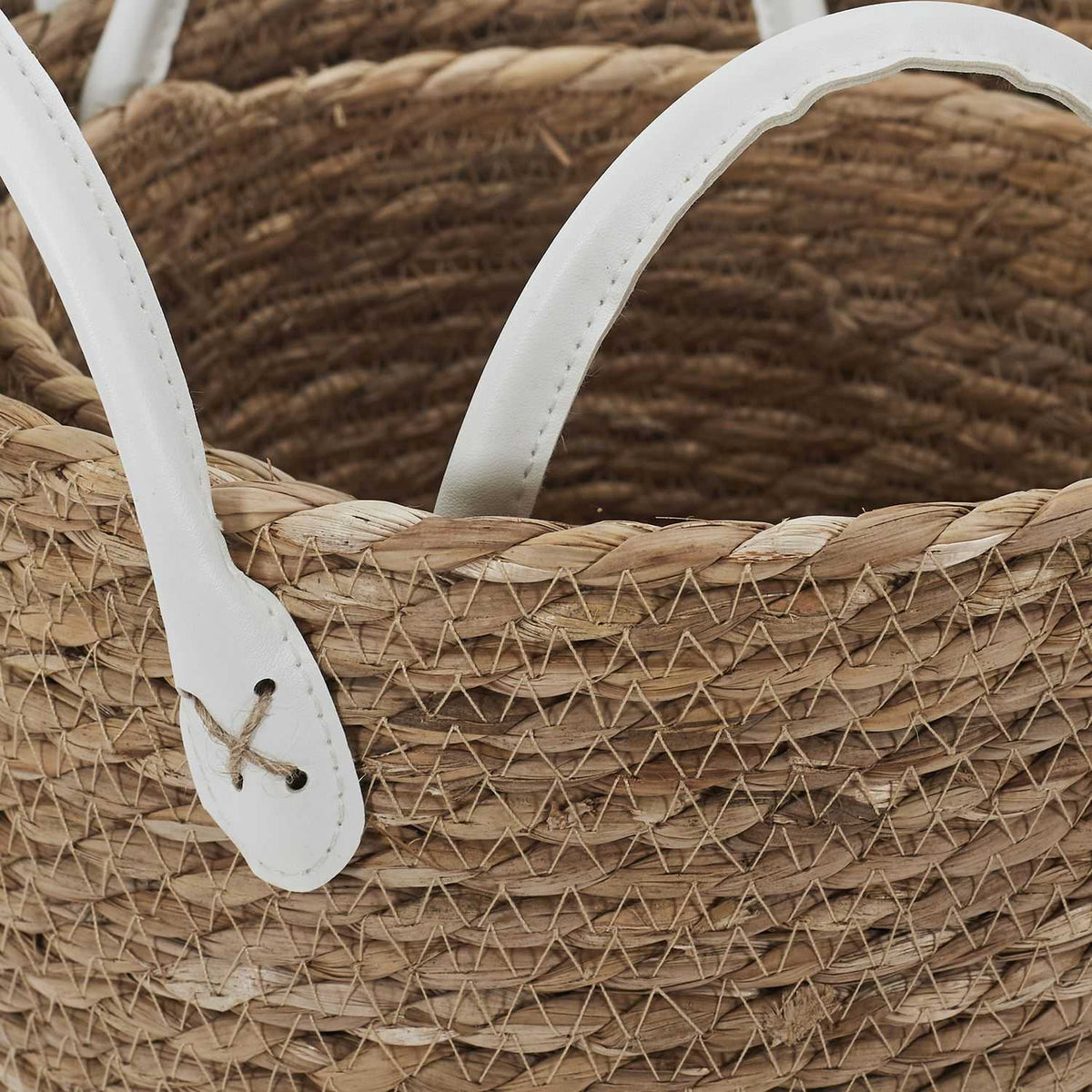 PANIER TRESSE ANSES SIMILI - LOT DE 3