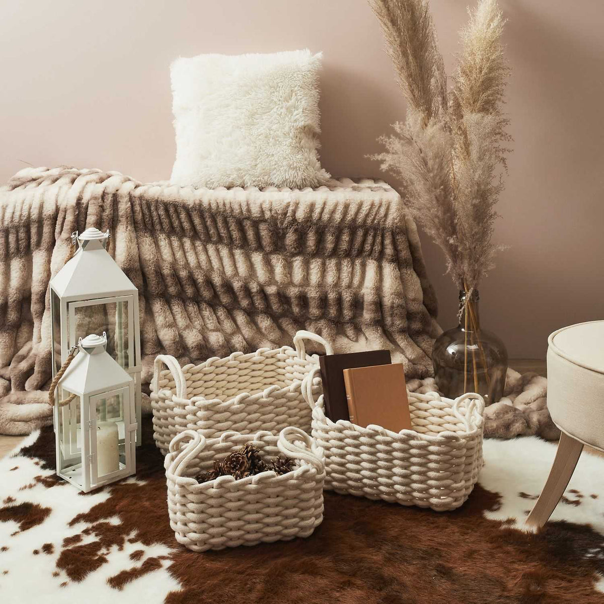 PANIER TRICOT BLANC - LOT DE 3