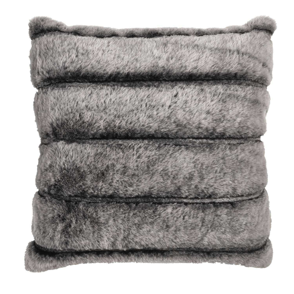 COUSSIN IMIT FOURRURE GRIS FONCE RAYE 40X40CM