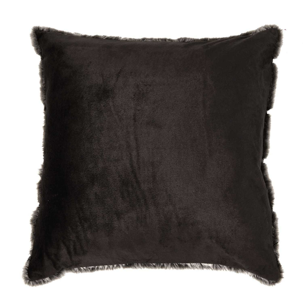 COUSSIN IMIT FOURRURE GRIS FONCE RAYE 40X40CM