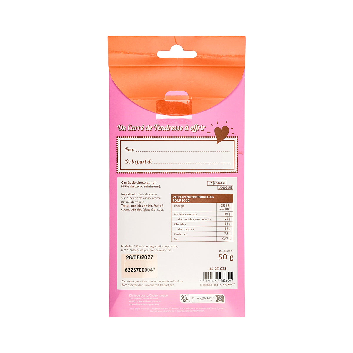 CARRES DE CHOCOLAT NOIR TATA PARFAITE