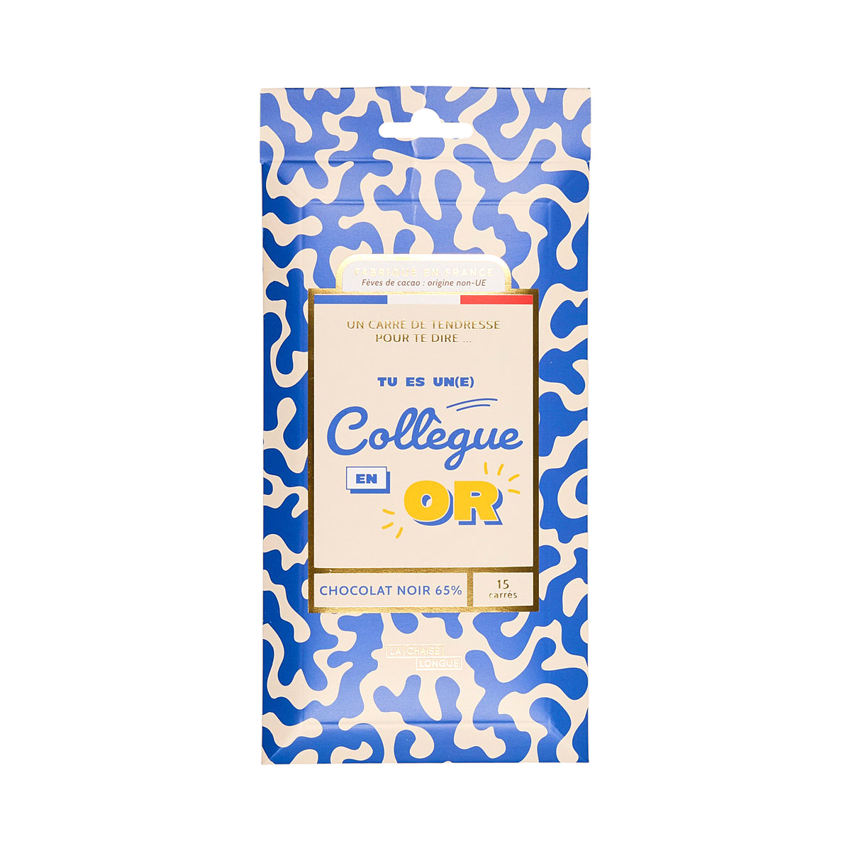 CARRES DE CHOCOLAT NOIR COLLEGUE EN OR