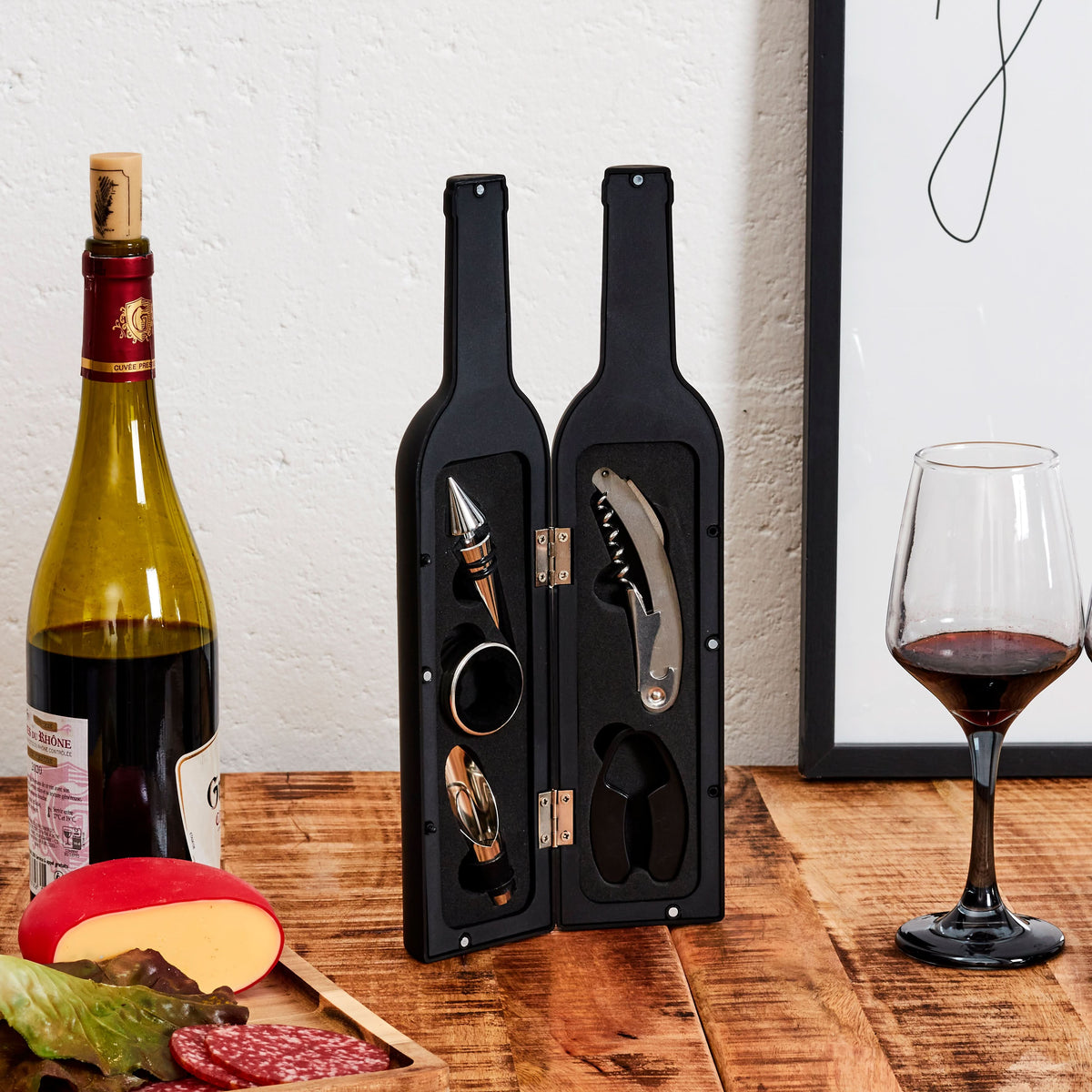 COFFRET BOUTEILLE 5 ACCESSOIRES VIN MEILLEUR PAPA