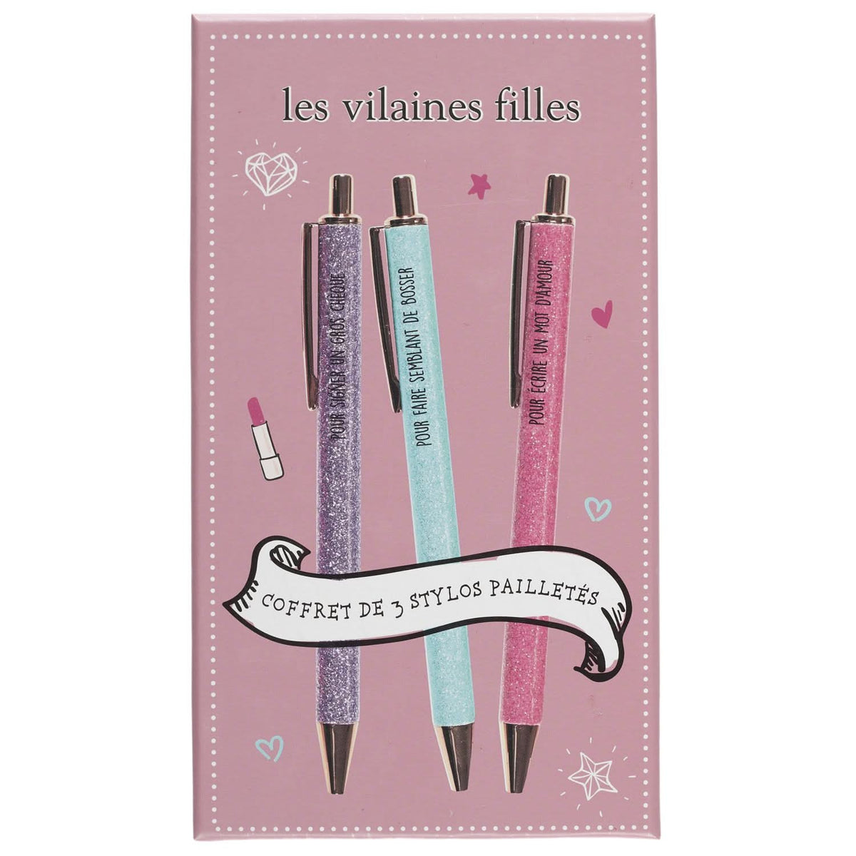 COFFRET 3 STYLOS PAILLETTES
