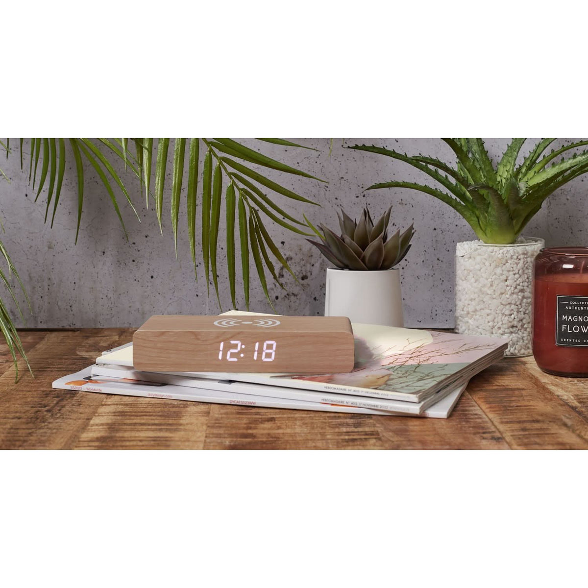 REVEIL CHARGEUR BOIS NATUREL