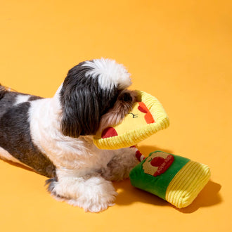 COFFRET JOUETS CHIEN PIZZA ET JUS DE POMME