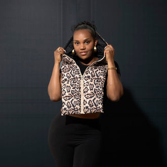 CAPUCHE DOUDOUNE REVERSIBLE LEOPARD