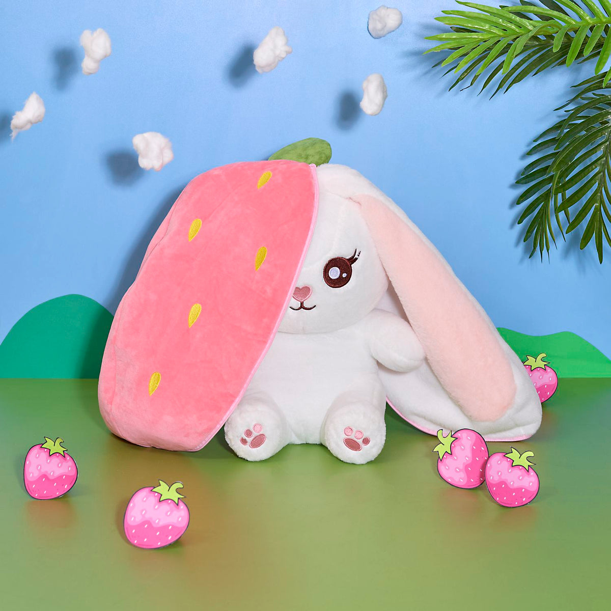 PELUCHE LAPIN SURPRISE FRAISE