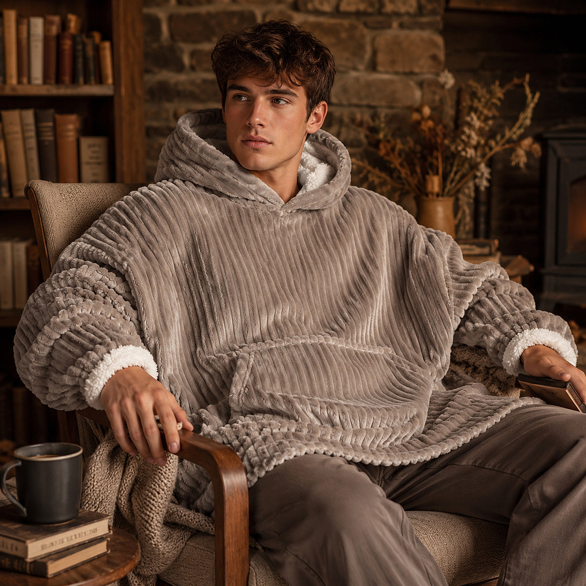 SWEAT XXL COCOON COTELE A CAPUCHE GRIS CLAIR
