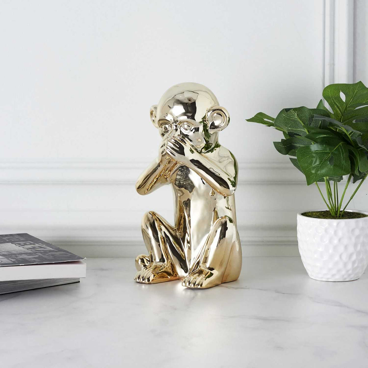 STATUE SINGE DORE H28CM