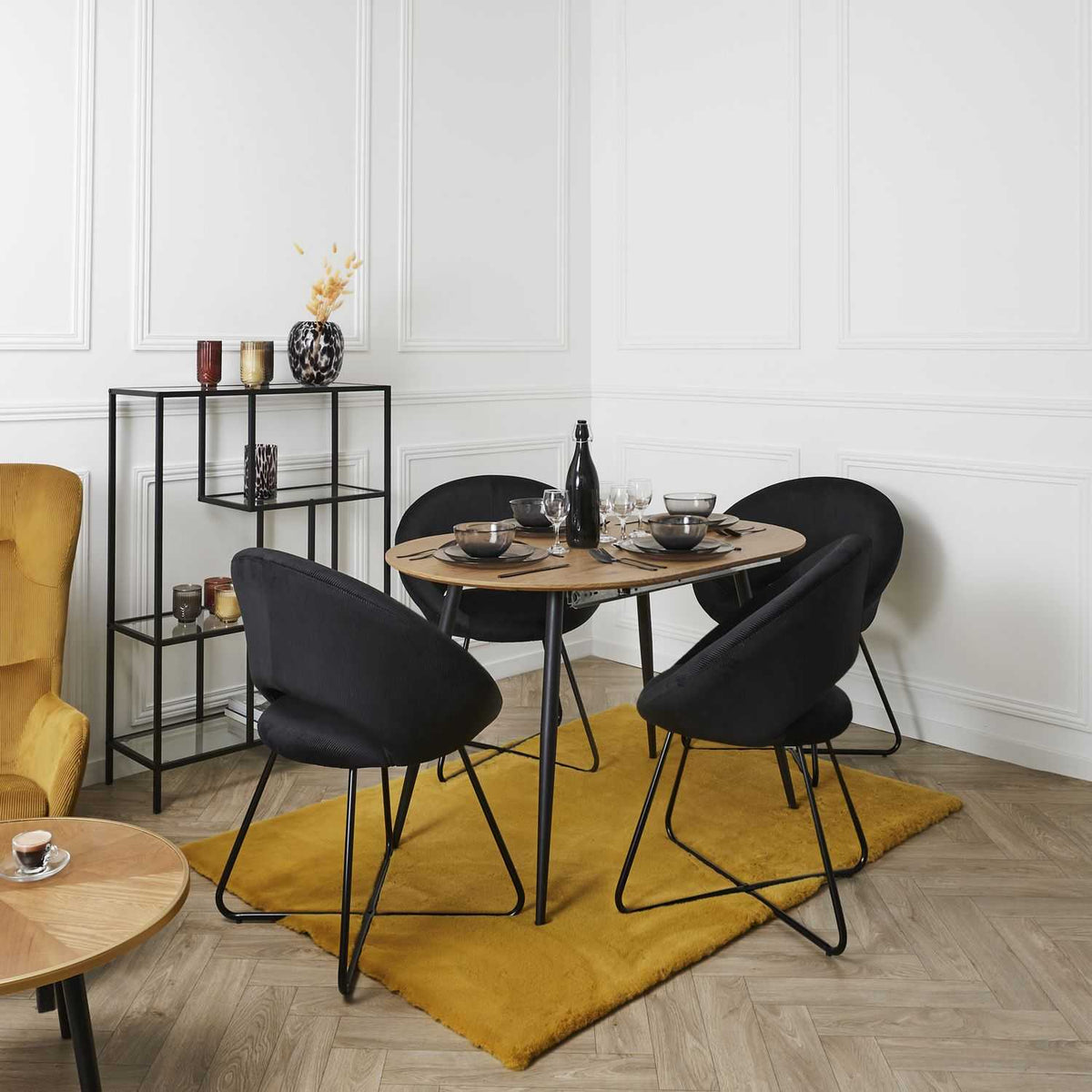 FAUTEUIL ROND VELOURS COTELE GIULIA NOIR